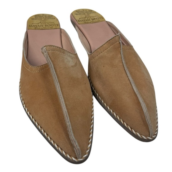 Anthropologie Mayan Roots mustards suede mules 9 - Picture 3 of 5